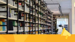 Banner for why does indexing matter content. Library stacks showing many different books.