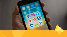 An iPhone showing various social media options.