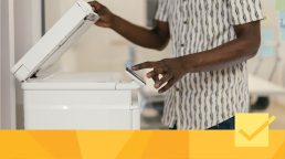 Banner for plagiarism article showing a person photocopying a document.