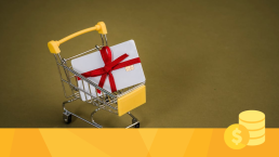 Vouchers in a little shopping cart.